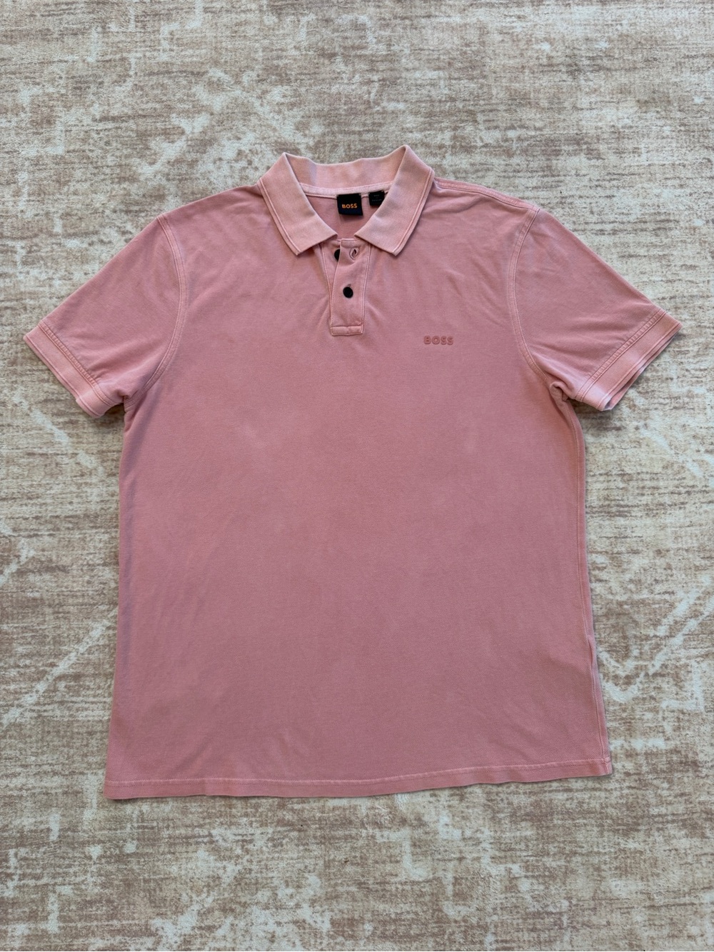 BOSS Hugo Boss Men's Prime Cotton Polo Shirt Light Pink Size XL Excellent